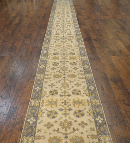 Turk Oushak Silver Wash 2'6"x24'0" Hand-knotted Rug -W1196