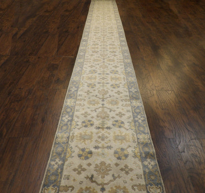 Turk Oushak Silver Wash 2'6"x24'0" Hand-knotted Rug -W1196