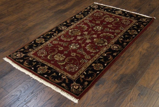 Kashan Jaipur 3'0"x5'0" Hand-knotted Rug -w134
