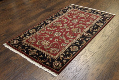 Kashan Jaipur 3'0"x5'0" Hand-knotted Rug -w134