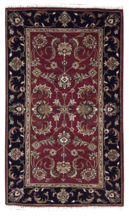 Kashan Jaipur 3'0"x5'0" Hand-knotted Rug -w134