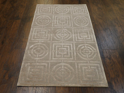 Modern Circle Design Wool/silk Hand-knotted Rug 3 x 5 - w151