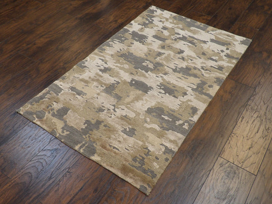 Modern Tibetan Abstract 3'0" x 5'0" Hand-knotted Rug - w155