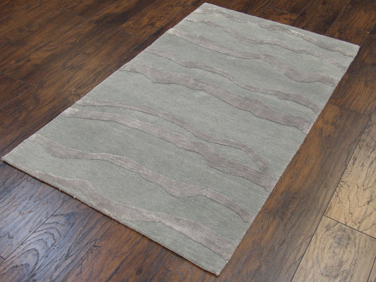 Modern Tibetan Waves Design 3 x 5 Hand knotted Rug - w162