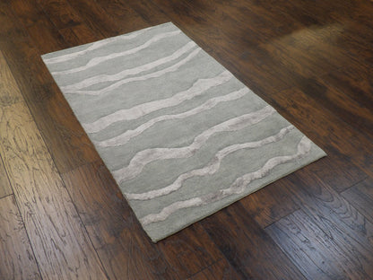 Modern Tibetan Waves Design 3 x 5 Hand knotted Rug - w162
