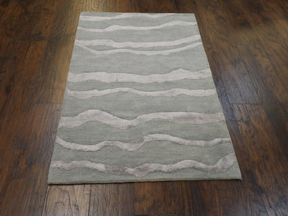 Modern Tibetan Waves Design 3 x 5 Hand knotted Rug - w162
