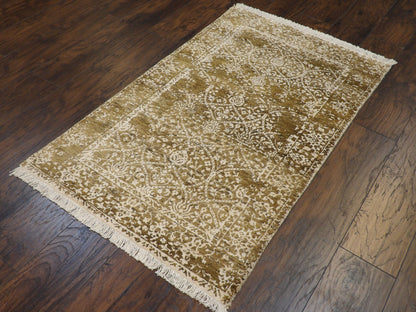 Transitional Broken 3'0"x5'0" Hand-knotted Rug -w188