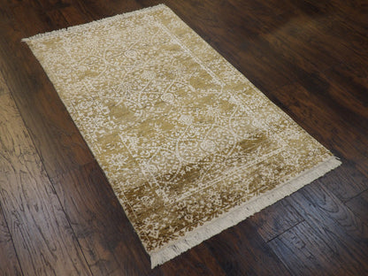 Transitional Broken 3'0"x5'0" Hand-knotted Rug -w188