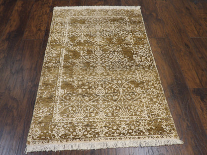 Transitional Broken 3'0"x5'0" Hand-knotted Rug -w188