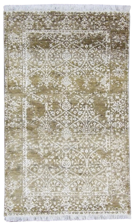 Transitional Broken 3'0"x5'0" Hand-knotted Rug -w188