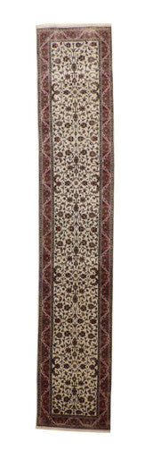 Beige 2'7" x 13'9" Traditional Indo Mashad Hand knotted Wool Rug - Sku: w20023