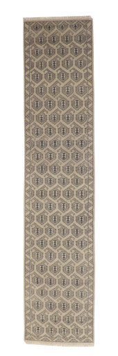 Oushak Kerman Design Whitewash Wool Hand Knotted Rug 2.7x11.11 -w20046