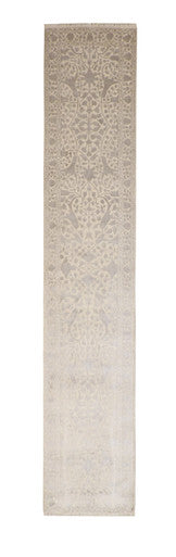 Gray 2'7" x 13'9" Traditional Haji Jalili Hand knotted Wool/Silk Rug - Sku: w20057