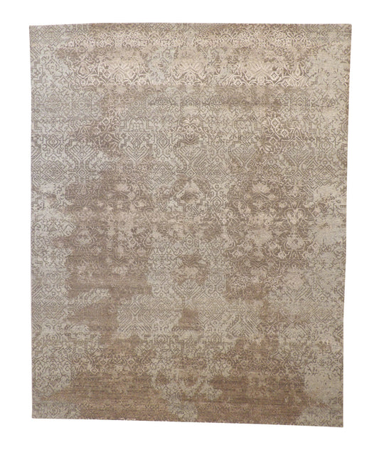 Transitional Abstract Broken Design Wool/silk Hand Knotted Rug 8x10 -w2006