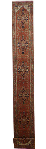 Tribal Indo Heriz Wool Hand Knotted Rug 2.6x20.0 -w20072