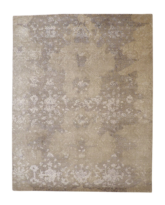 Transitional Abstract Broken Design Wool/silk Hand Knotted Rug 8x10 -w2007