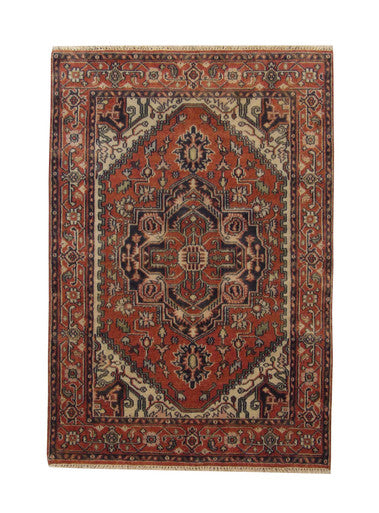 Tribal Heriz Wool Hand Knotted Rug 4x6 - w20092