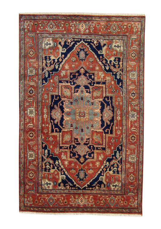 Tribal Heriz Design Wool Hand Knotted Rug 5.0X8.0 - W20102