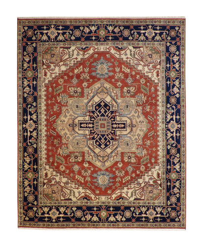 Tribal Heriz Wool Hand Knotted Rug 8x10 -w20111