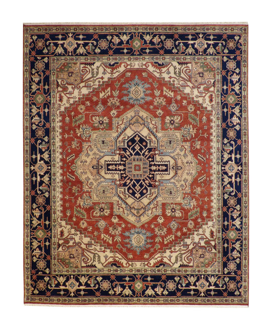 Tribal Heriz Wool Hand Knotted Rug 8x10 -w20111
