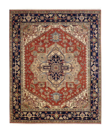 Tribal Heriz Wool Hand Knotted Rug 8x10 -w20111