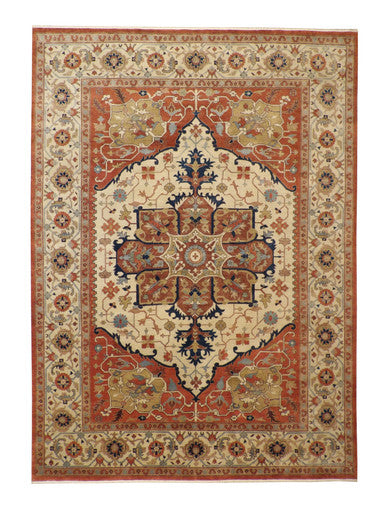 Tribal Heriz Wool Hand Knotted Rug 9.9x13.7 -w20112