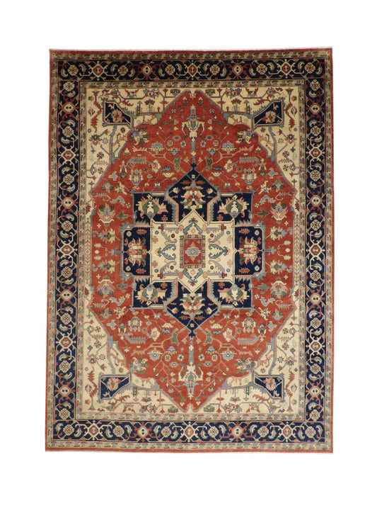 Tribal Heriz Wool Hand Knotted Rug 9.8x14.0 -w20120