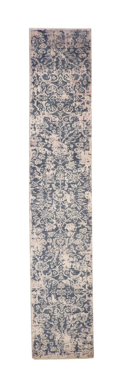 Modern Abstract Broken Design Wool/silk Hand Knotted Rug 2.6X14.0 -w20164