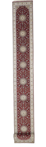 Traditional Fine Nain Wool/silk Hand Knotted Rug 2.6X20.0 -w20245