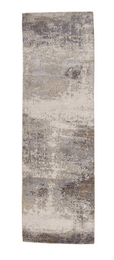 Modern Abstract Broken Design Wool/Silk Hand Knotted 2.6x8.1 -w20257