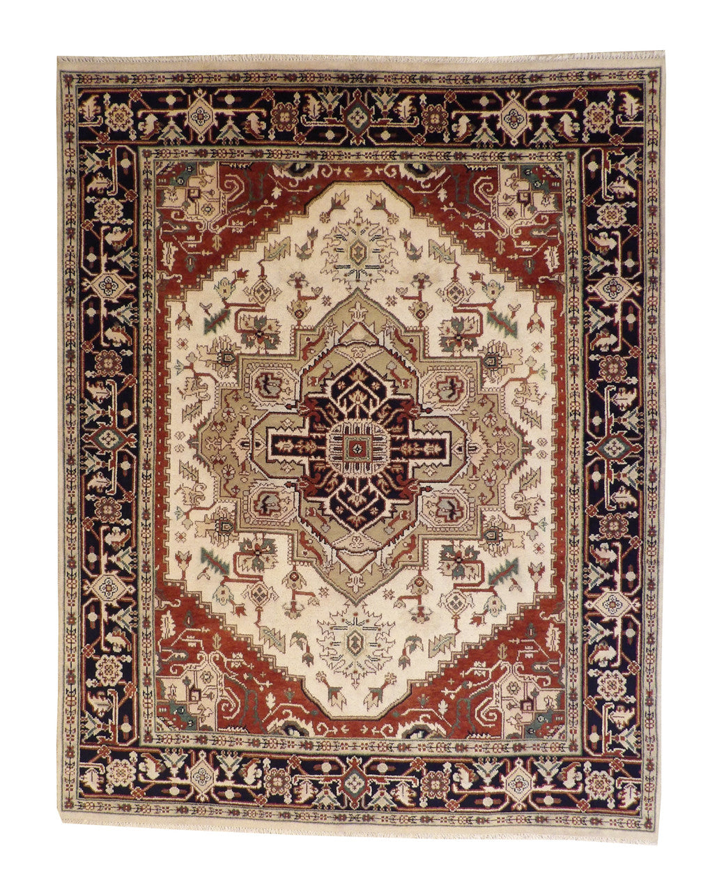 Tribal Heriz Wool Hand Knotted Rug 8x10 -w20259