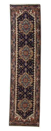 Traditional Heriz Wool Hand Knotted Rug 2.6x10.0 -w20287