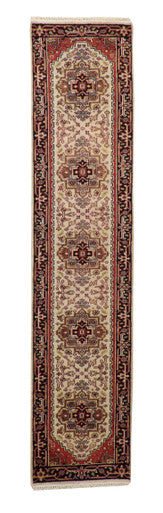 Tribal Heriz Wool Hand Knotted Rug 2.7x11.9 -w20288