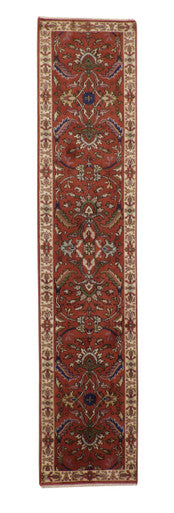 Tribal Heriz Wool Hand Knotted Rug 2.6x11.9 -w20289