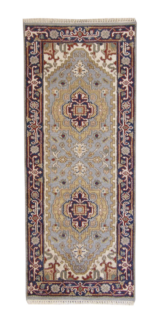 Tribal Indo Heriz Wool Hand Knotted 2.5x5.6 -w20295
