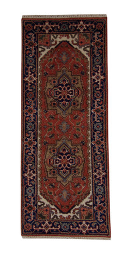 Tribal Indo Heriz Wool Hand Knotted 2.5x6.0 -w20298