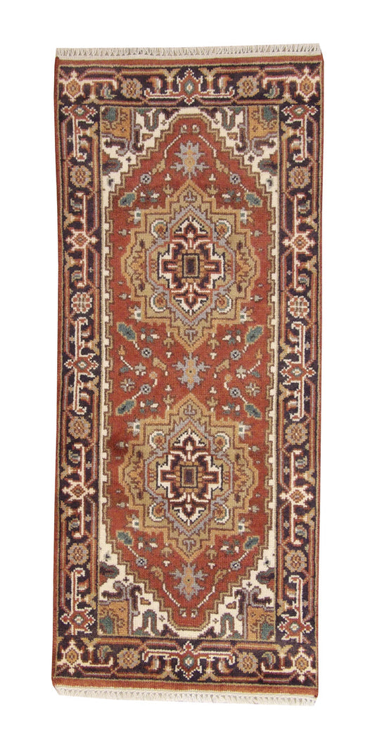 Tribal Indo Heriz Wool Hand Knotted 2.6x5.11 -w20300