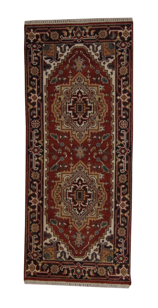 Tribal Indo Heriz Wool Hand Knotted 2.6x6 -w20309