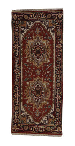 Tribal Indo Heriz Wool Hand Knotted 2.6x6 -w20309