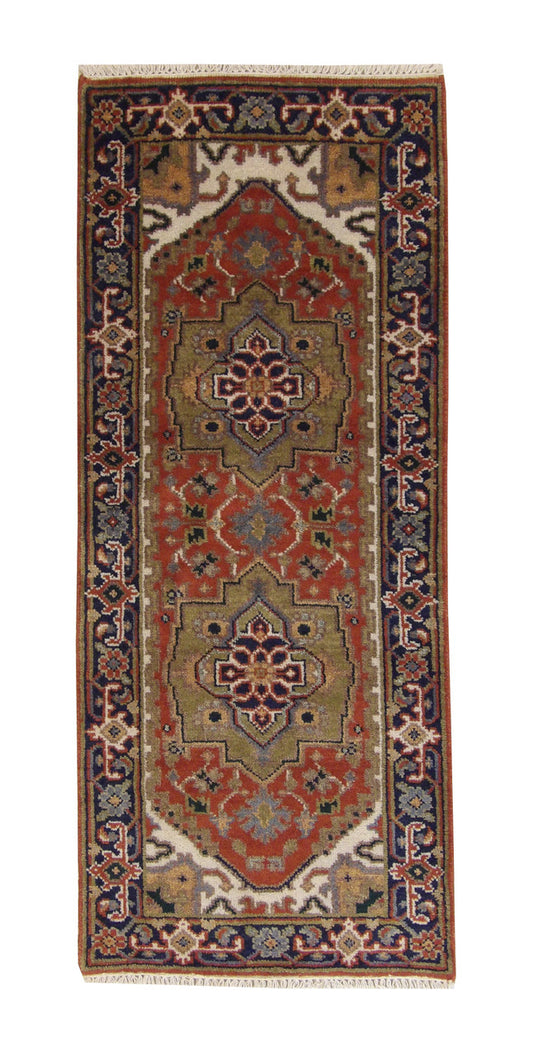Tribal Indo Heriz Wool Hand Knotted 2.6x5.11 -w20312