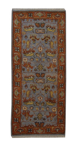 Tribal Indo Heriz Wool Hand Knotted 2.7x6.0 -w20313