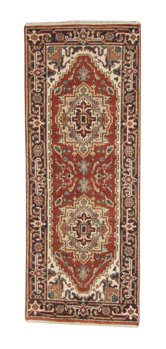 Tribal Indo Heriz Wool Hand Knotted 2.4x6.1 -w20317