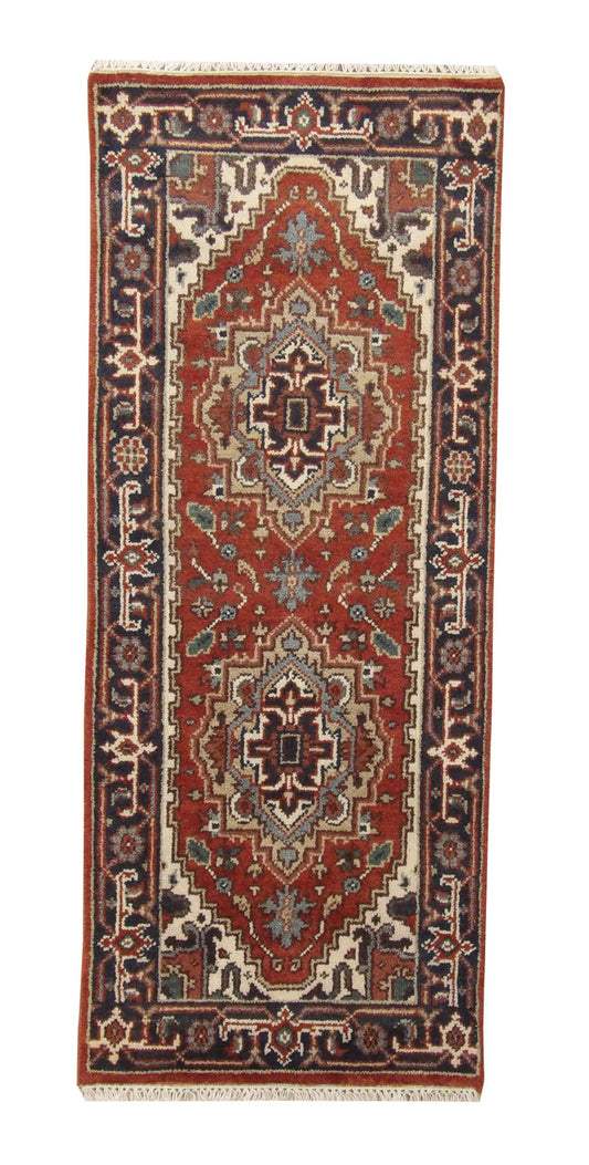 Tribal Indo Heriz Wool Hand Knotted 2.5x6.0 -w20318