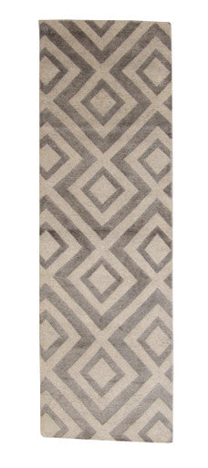 Modern Diamond Design Wool/Silk Hand Knotted 2.6x8.0 -w2034