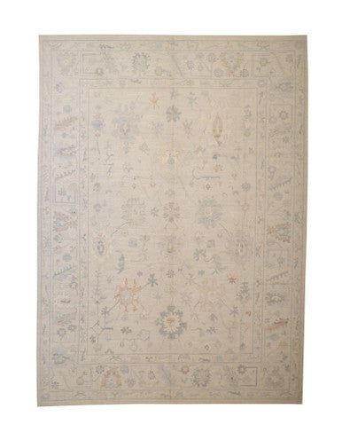 Oushak Whitewash Chobie Wool Hand Knotted Rug 10.2x13.11 -w20366