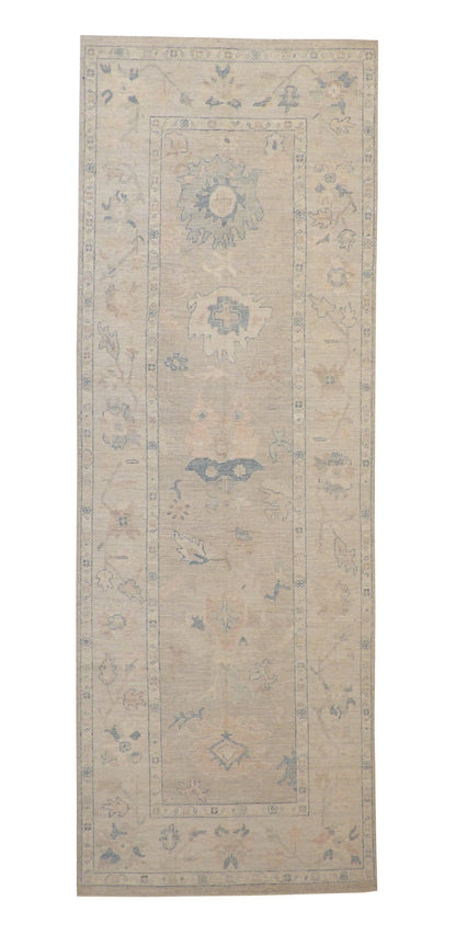 Oushak Whitewash Chobie Wool Hand Knotted Rug 4.0x12.0 -w20368