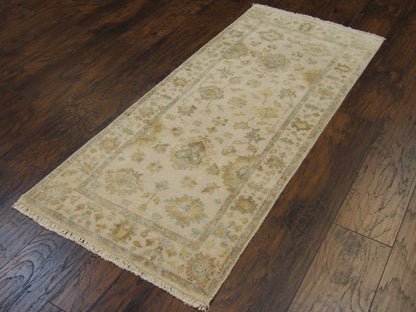 White Wash Turk Oushak 2'6" x 6'0'' Hand knotted Rug - w204