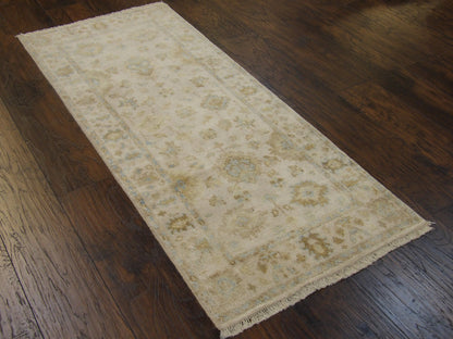 White Wash Turk Oushak 2'6" x 6'0'' Hand knotted Rug - w204
