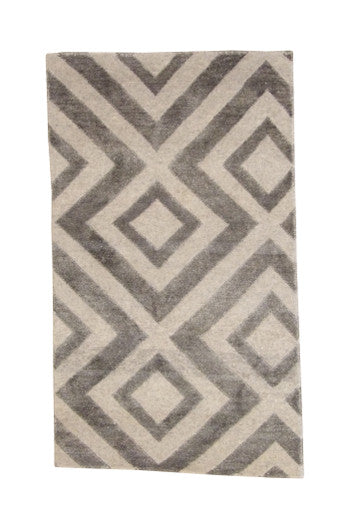 Modern Diamond Design Wool/Silk Hand Knotted Rug 2x4 - w2042