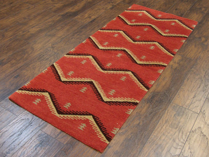 Modern Tibetan 2'6" x 6'0 Hand-knotted Rug - w207